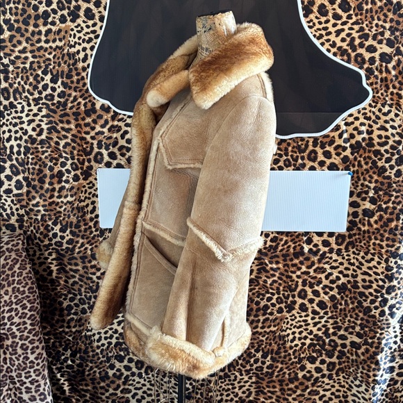 Vintage leather Sherpa peacoat xs/s soft good condition chunky thick unbranded - Picture 4 of 9